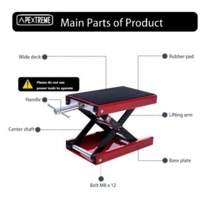 Apextreme 1100 LB Motorcycle Lift Scissor Jack Wide Deck Hoist Stand Maintenance Bikes ATVs Garage Repair Stands Lift Jack