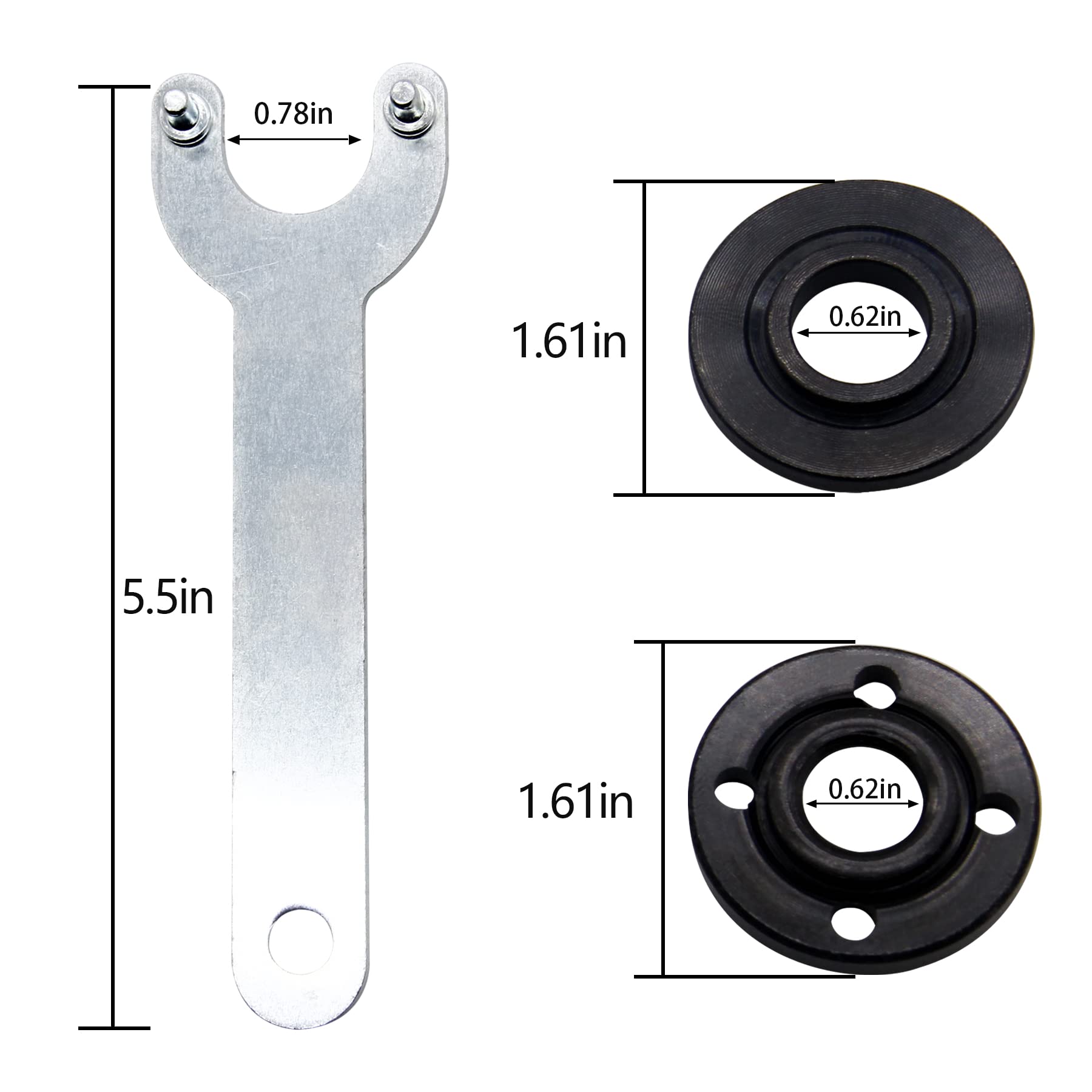 Thaekuns 4.5" 5" 5/8-11 Angle Grinder Wrench Spanner Metal Lock Nut fits for Dewalt Milwaukee Makita 193465-4 Bosch Black & Decker Ryobi