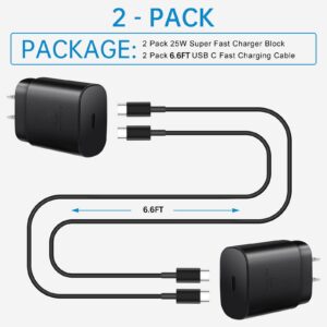 Super Fast Type C Charger, 25W USB C Wall Charger for Samsung Galaxy S24 Ultra/S24+/S24/S23 Ultra/S23/S22 Ultra/ S22/ S22 Plus, S20 / S21 Ultra Plus, Note 20 / Note 10 Plus with 6.6FT C Type Cable