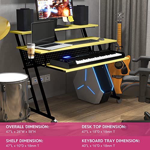 Acme Suitor Wooden Top Music Recording Studio Desk in Yellow and Black