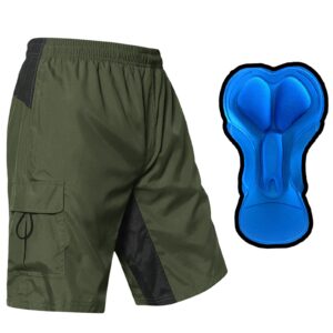 ezrun men's 3d padded mountain bike shorts lightweight mtb cycling shorts(green,xl)