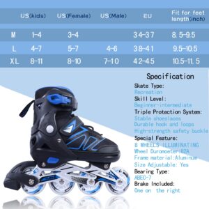 Zuwaos Boys Kids Adjustable Inline Skates for Kids, Beginner Roller Skates for Girls Men and Ladies Outdoor