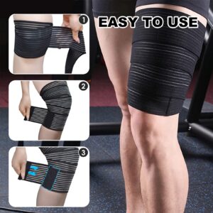 2Pcs Knee Wraps for Leg Calf Thigh Extra Long Elastic All Purpose Support Wrap Brace Compression Bandage for Pain Relief Weightlifting Powerlifting Squats (71in, Black, 2)