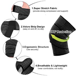 2Pcs Knee Wraps for Leg Calf Thigh Extra Long Elastic All Purpose Support Wrap Brace Compression Bandage for Pain Relief Weightlifting Powerlifting Squats (71in, Black, 2)