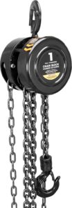 torin atr9010b manual hand lift steel chain block hoist with 2 heavy duty hooks, 1 ton (2,000 lb) capacity,8ft/2.5m black