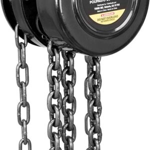 Torin ATR9010B Manual Hand Lift Steel Chain Block Hoist with 2 Heavy Duty Hooks, 1 Ton (2,000 lb) Capacity,8ft/2.5m Black