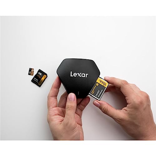 Lexar Professional Multi-Card 3-in-1 USB 3.1 Reader, Supports SD, microSD and CF Cards (LRW500URBNA)