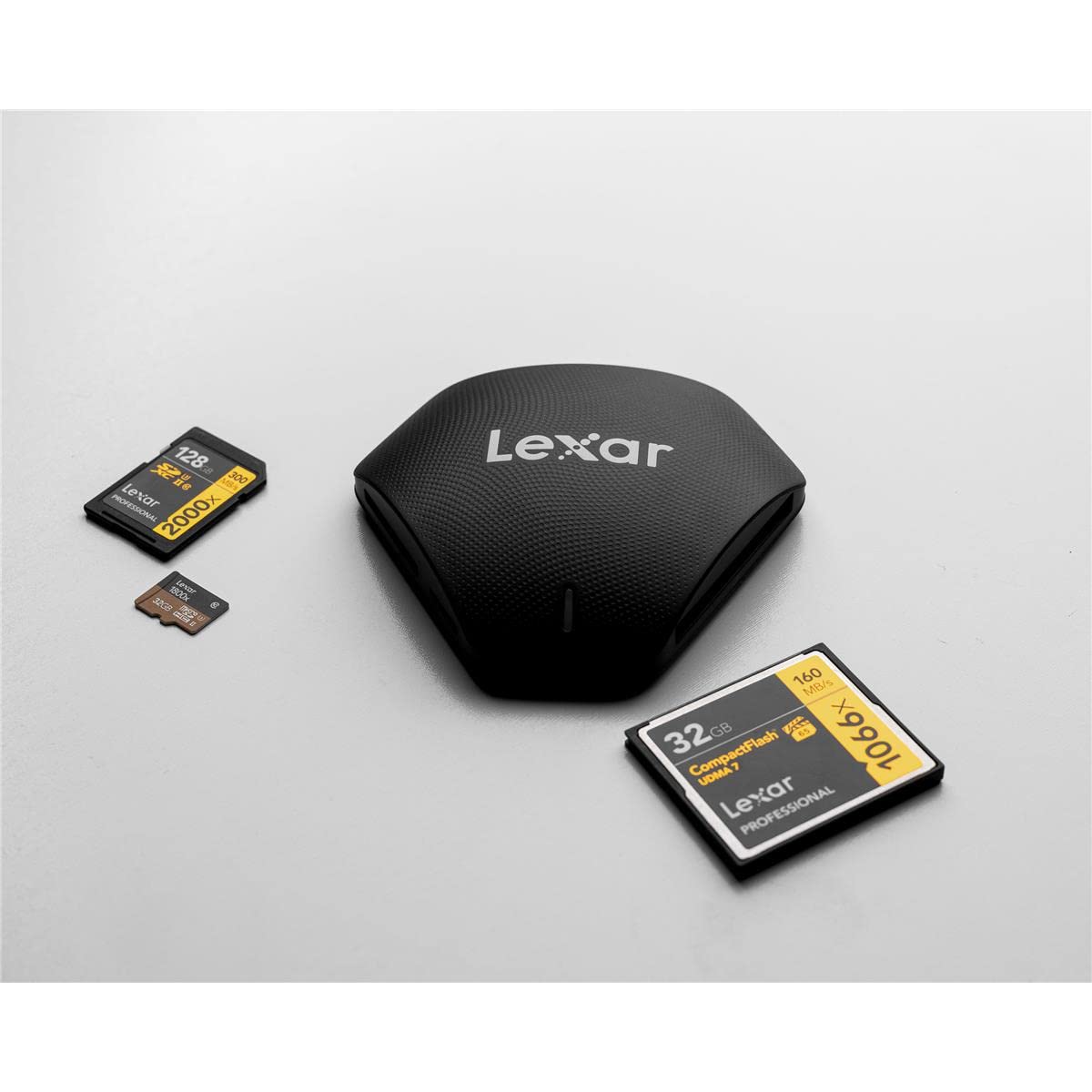 Lexar Professional Multi-Card 3-in-1 USB 3.1 Reader, Supports SD, microSD and CF Cards (LRW500URBNA)