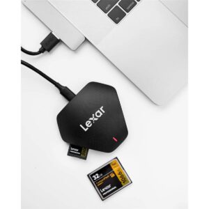 Lexar Professional Multi-Card 3-in-1 USB 3.1 Reader, Supports SD, microSD and CF Cards (LRW500URBNA)