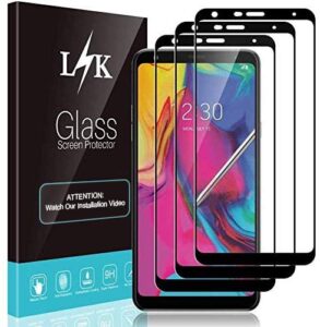 3 pack lϟk screen protector compatible for lg stylo 6, full cover, easy installation, bubble free - black
