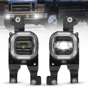 bunker indust led fog lights for 2008 2009 2010 ford f250/f350/f450 super duty, bumper driving fog lamp kit with adapter extension harness