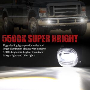 BUNKER INDUST LED Fog Lights for 2008 2009 2010 Ford F250/F350/F450 Super Duty, Bumper Driving Fog lamp Kit with Adapter Extension Harness