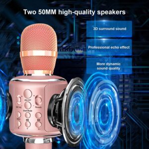 Karaoke Microphone Bluetooth Microphone Multi-Function Wireless Karaoke Machine for Kids Adults, Portable Handheld Karaoke Mic Car Home Party for All Smartphones