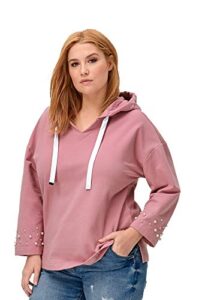 ellos women's plus size pearl trim sweatshirt - 18/20, dusty pink