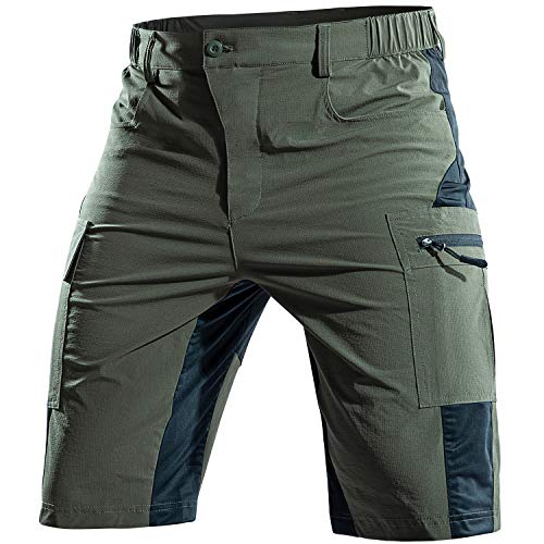 Cycorld Men's-Mountain-Bike-Shorts MTB-Shorts-for-Men Quick Dry Lightweight with Pockets Cycling Riding Biking Baggy Shorts(Green, XX-Large)