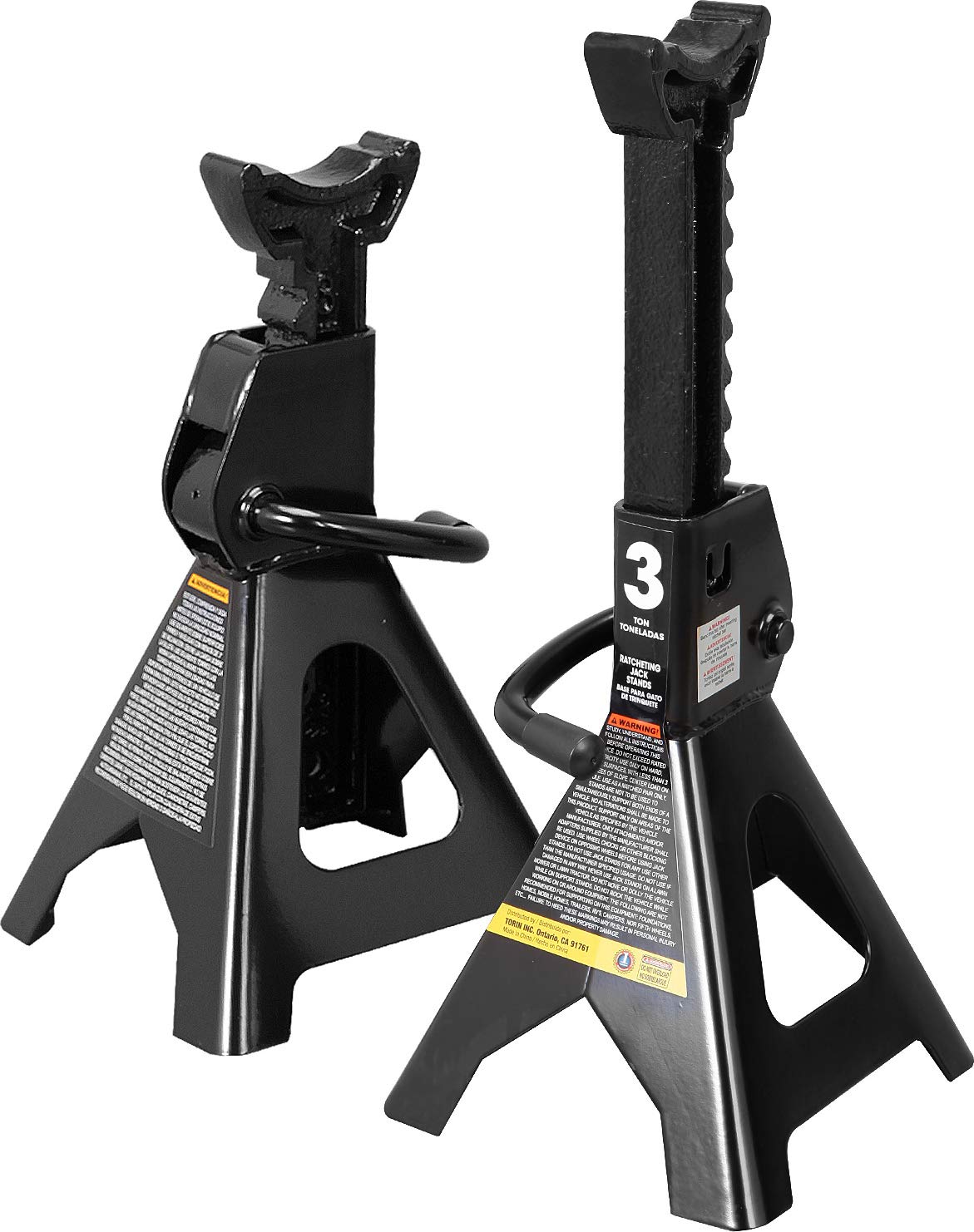 Torin 3 Ton (6,000 LBs) Capacity Steel Jack Stands, 2 Pack, Black, AT43006B