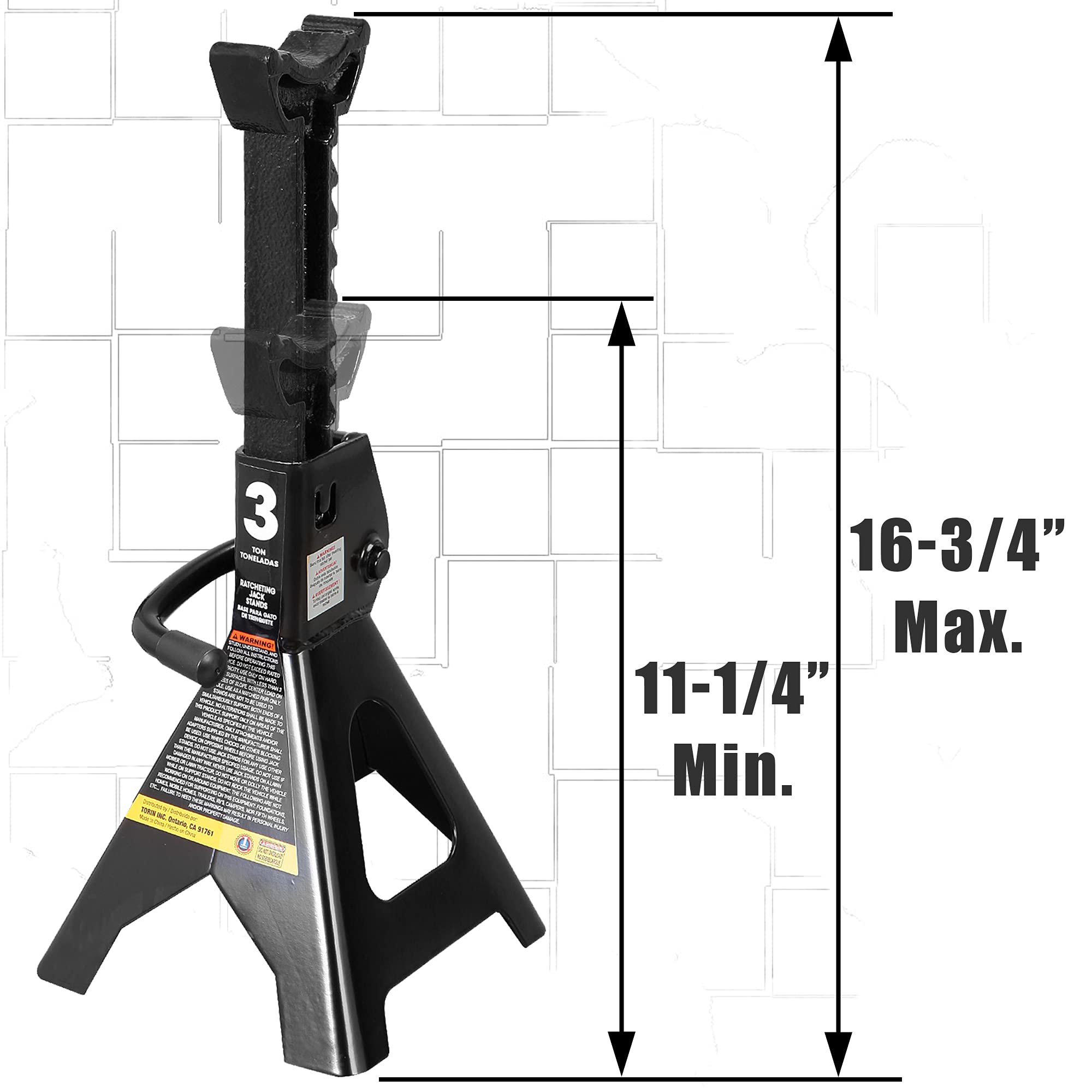 Torin 3 Ton (6,000 LBs) Capacity Steel Jack Stands, 2 Pack, Black, AT43006B