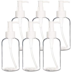 youngever 6 pack plastic pump bottles 8 ounce, refillable plastic pump bottles with travel lock (clear)