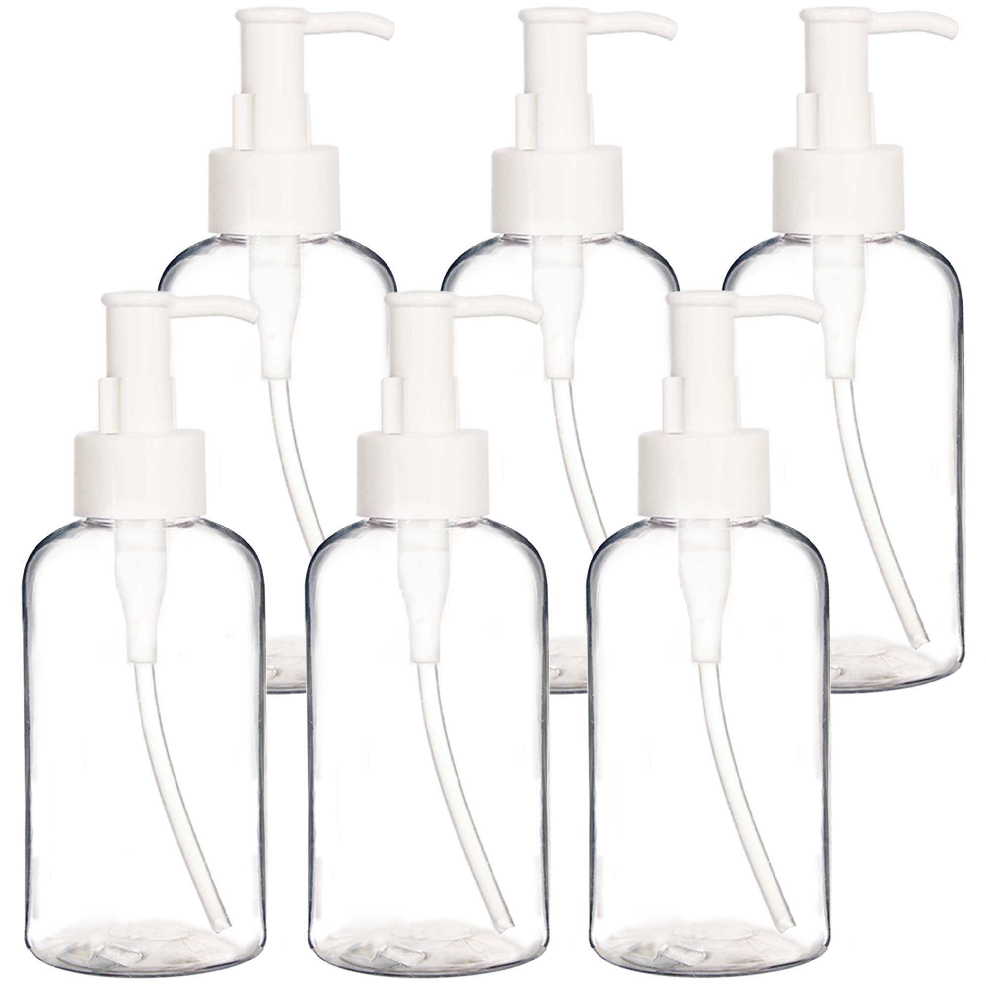 Youngever 6 Pack Plastic Pump Bottles 8 Ounce, Refillable Plastic Pump Bottles with Travel Lock (Clear)