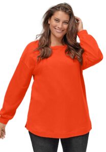 ellos women's plus size blouson sleeve sweatshirt tunic - 18/20, deep orange