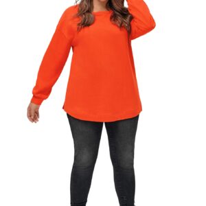 Ellos Women's Plus Size Blouson Sleeve Sweatshirt Tunic - 18/20, Deep Orange