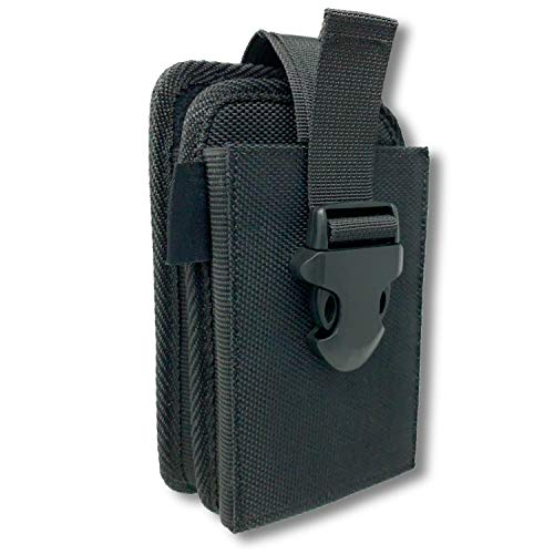 Nylon Dual Pocket Phone Holster. Belt Clip Pouch with Adjustable Quick Release Buckle Closure. Carry Two Phones, Face Mask, Notepad, Insulin Pump, Multi-Tool or Utility Knife.