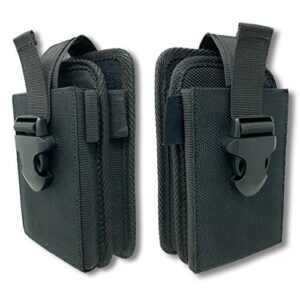 Nylon Dual Pocket Phone Holster. Belt Clip Pouch with Adjustable Quick Release Buckle Closure. Carry Two Phones, Face Mask, Notepad, Insulin Pump, Multi-Tool or Utility Knife.