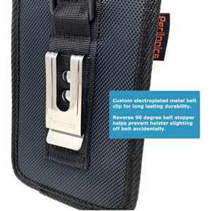 Nylon Dual Pocket Phone Holster. Belt Clip Pouch with Adjustable Quick Release Buckle Closure. Carry Two Phones, Face Mask, Notepad, Insulin Pump, Multi-Tool or Utility Knife.