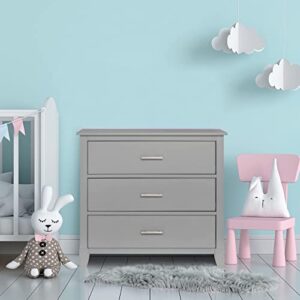 Dream On Me Universal 3 Drawers Chest | Kids Bedroom Dresser | Three Drawers Dresser Mid Century Modern, Cool Grey