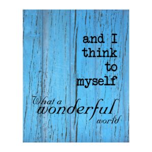 louie armstrong - what a wonderful world song lyric wall art print, this rustic music wall art print is ideal for home decor, music studio, and cave room decor aesthetic, unframed - 8x10"