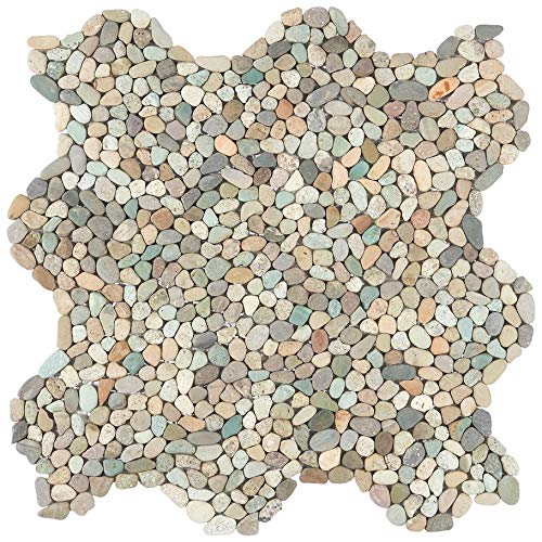 4 in. x 6 in. Countryside Dark Blend Blend Micropebbles Mosaic Floor and Wall Tile Sample