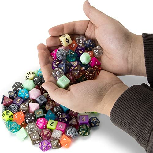 Wiz Dice DND Dice Set - 420 Pieces Total (60 Sets of 7 Dice in Unique Colors) & Storage D&D Dice Bag-Polyhedral Role Playing Dice - Perfect DND Accessories for TTRPG Dice Games - Set of 3 Bags