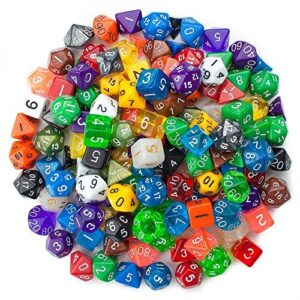 Wiz Dice DND Dice Set - 420 Pieces Total (60 Sets of 7 Dice in Unique Colors) & Storage D&D Dice Bag-Polyhedral Role Playing Dice - Perfect DND Accessories for TTRPG Dice Games - Set of 3 Bags