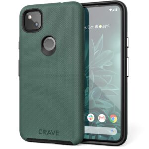 crave pixel 4a case, dual guard protection series case for google pixel 4a - forest green