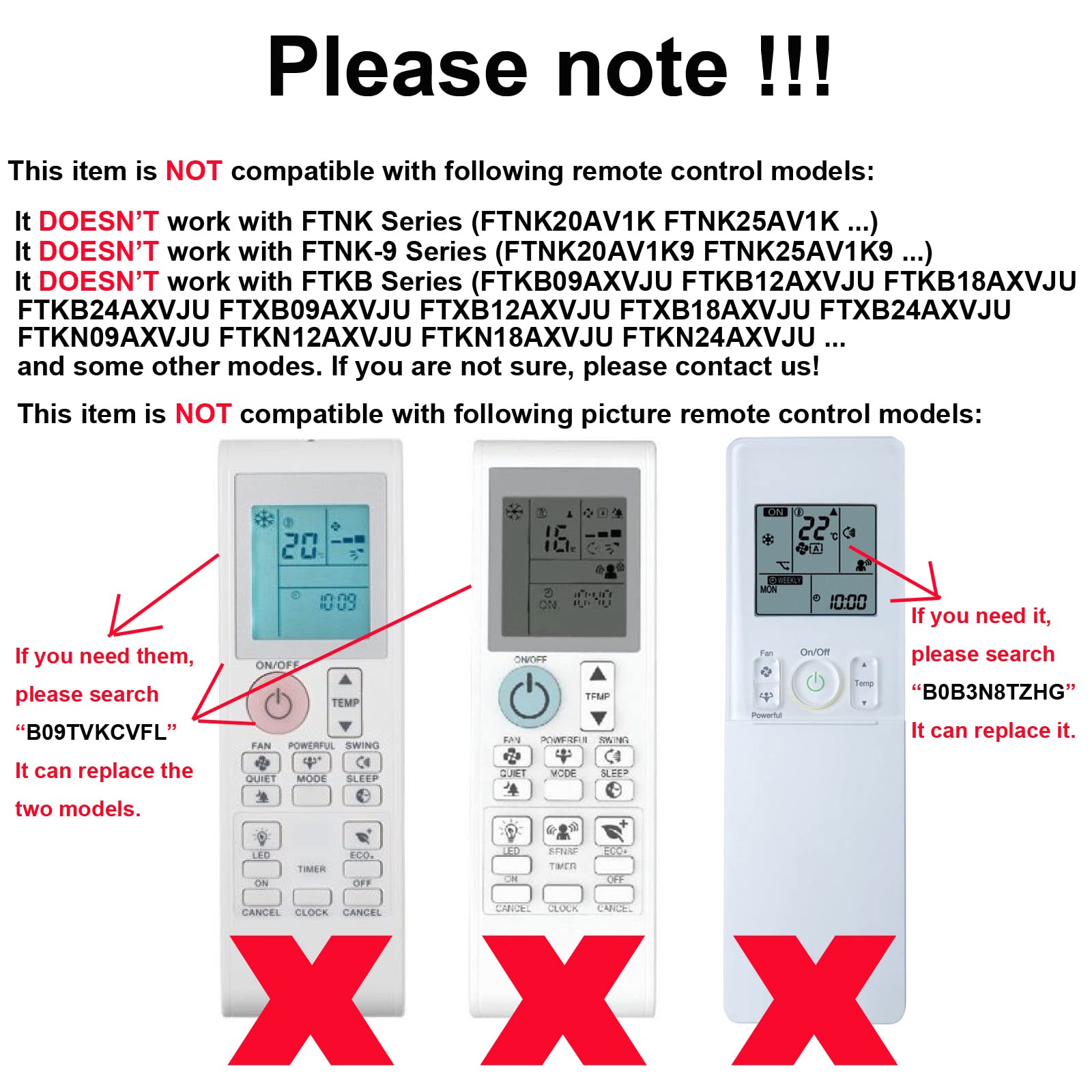 RCECAOSHAN Replacement for Daikin Air Conditioner Remote Control FTK09NMVJU FTX09NMVJU FTK12NMVJU FTX12NMVJU FTK18NMVJU FTX18NMVJU FTK24NMVJU FTX24NMVJU English Version Display in Fahrenheit