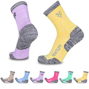 heatuff womens 6 pack hiking crew socks performance athletic cushion outdoor trekking sock