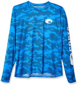 costa del mar tech dot matrix performance long sleeve shirt, costa blue, x-large