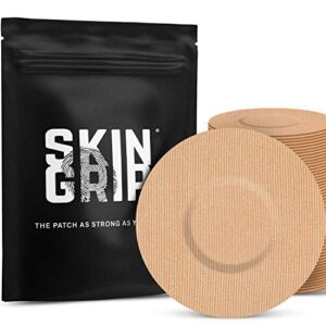 skin grip adhesive patches for freestyle libre 2 – waterproof & sweatproof for 10-14 days, pre-cut adhesive tape, continuous glucose monitor sensor cover – 20 pack, tan