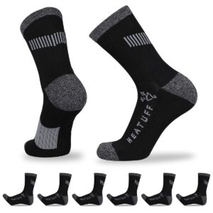 heatuff men's 6 pack hiking crew socks athletic cushion outdoor trekking sock reinforced heel and toe