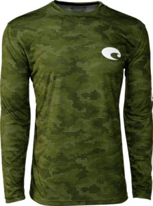 costa del mar tech dot matrix performance long sleeve shirt, green, large