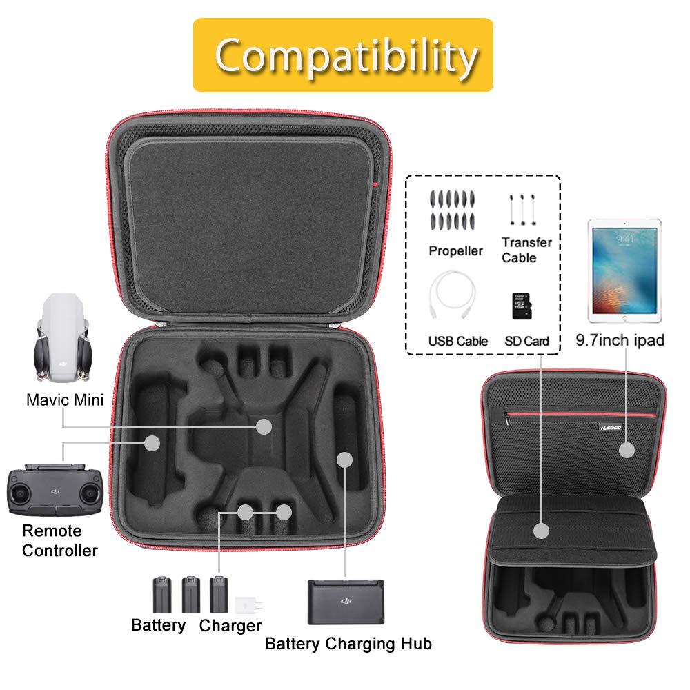 RLSOCO Hard Case for DJI Mavic Mini - Fits Mavic Mini Accessories: Mavic Mini Body,Controller,8X Batteries, Charger,Propellers