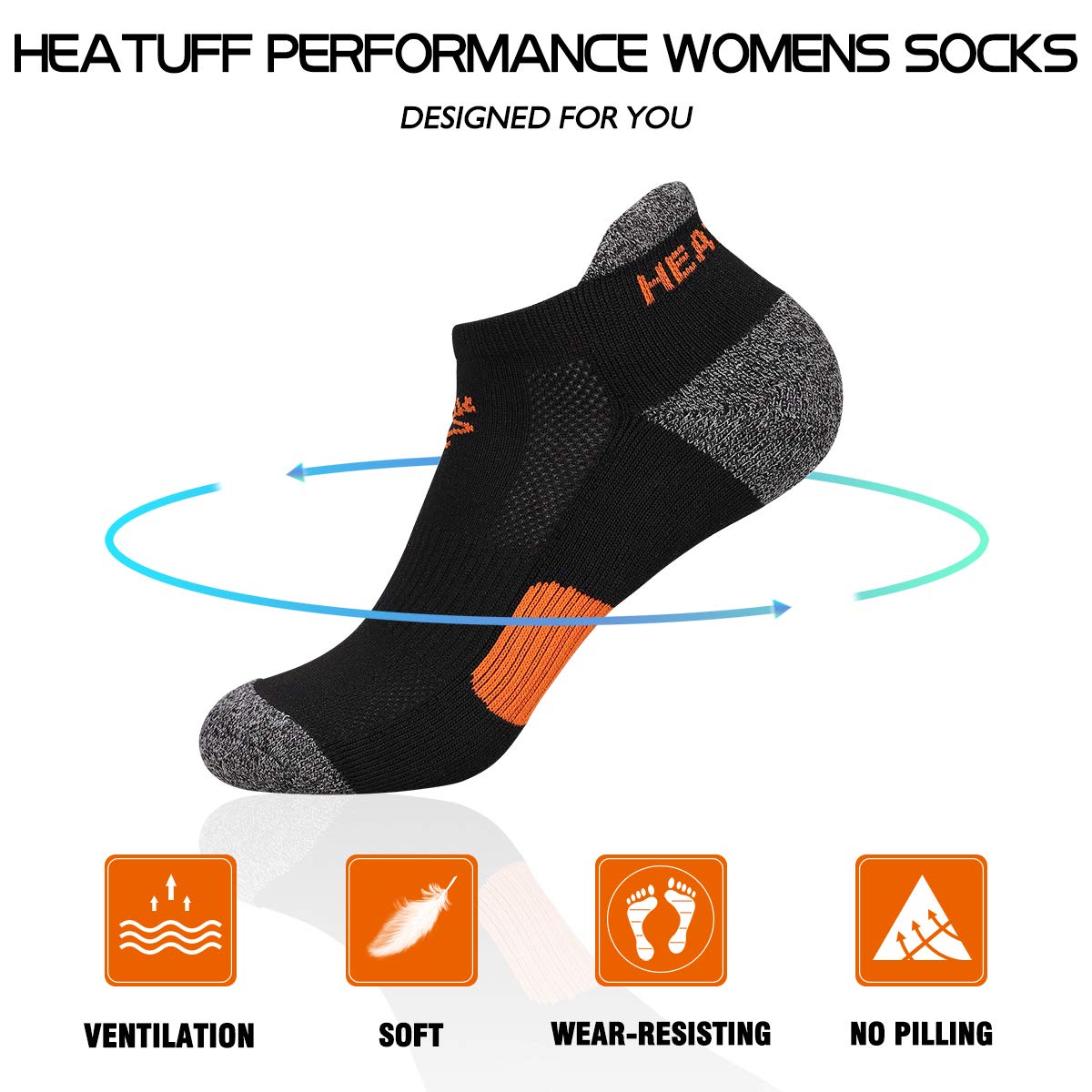 Heatuff Women's 12 Pairs Performance Athletic Ankle Socks Low Cut Cushioned Sock with Heel Tab