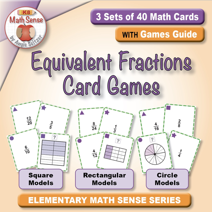 Equivalent Fractions Card Games: 3 Sets of 40 Math Cards with Games Guide 5F11