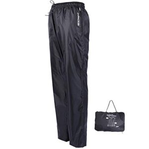 redcamp unisex rain pants waterproof lightweight with side zipper pockets, pu5000mm great for hiking outdoor, l black
