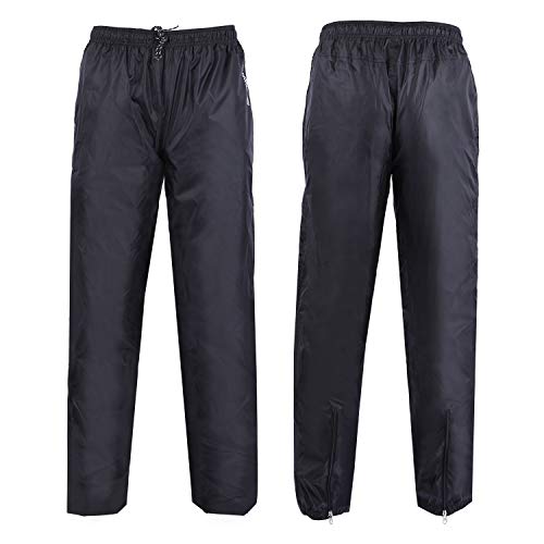 REDCAMP Unisex Rain Pants Waterproof Lightweight with Side Zipper Pockets, PU5000mm Great for Hiking Outdoor, L Black