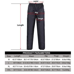 REDCAMP Unisex Rain Pants Waterproof Lightweight with Side Zipper Pockets, PU5000mm Great for Hiking Outdoor, L Black