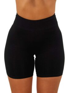 aurgelmir women's workout shorts high waist booty gym yoga pants butt lifting sports leggings basic biker shorts black