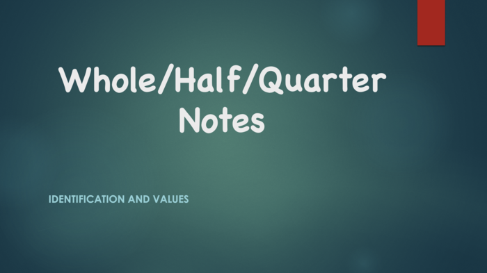 Music Theory - Whole/Half/Quarter Notes PowerPoint