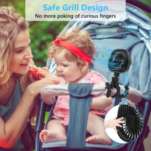 DR.PREPARE Stroller Fan, Portable Handheld Fan Battery Powered Clip On Fan Personal Desk Baby Fan with Flexible Tripod, 3 Speed Settings, 360ºRotation, USB Fan for Stroller, Camp, Car, Travel, Gym