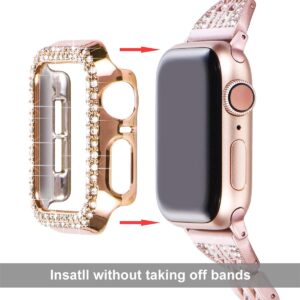 Surace 40mm Case Compatible with Apple Watch Case, Bling Frame Protective Case Screen Protector Replacement for Apple Watch Series 6/5/4 40mm, Rose Gold/Pink/Black/Silver/Clear